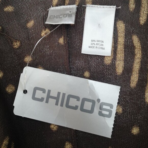 NWT Chico's Ladies No Size Brown & Tan with Bead Embellishments Shawl / Wrap - Picture 3 of 6